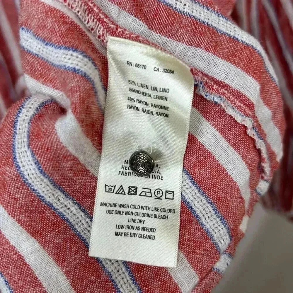 Anthropologie Akemi +Kin Audria Linen Size Small Striped Boho Blouse Top